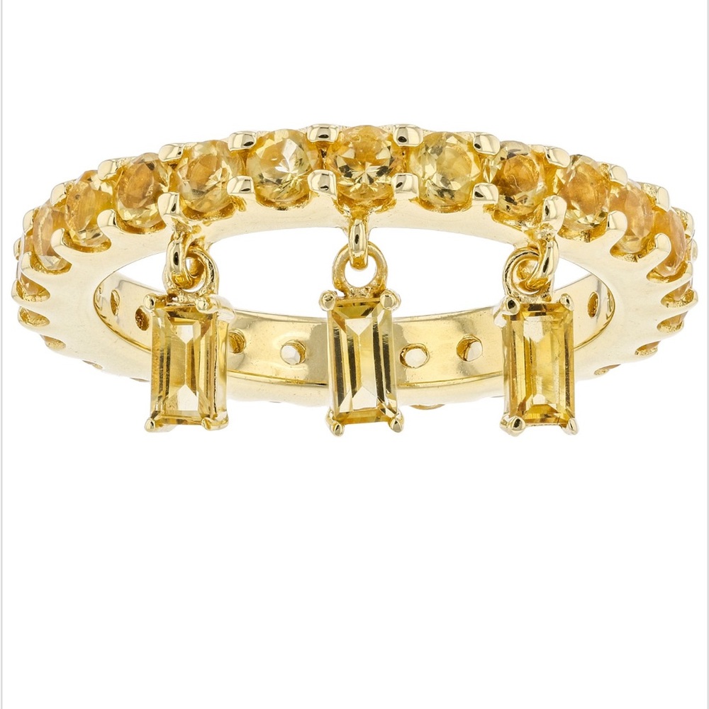 Yellow Citrine 3-Charm Ring 1.73ctw Brazilian mined Citrine